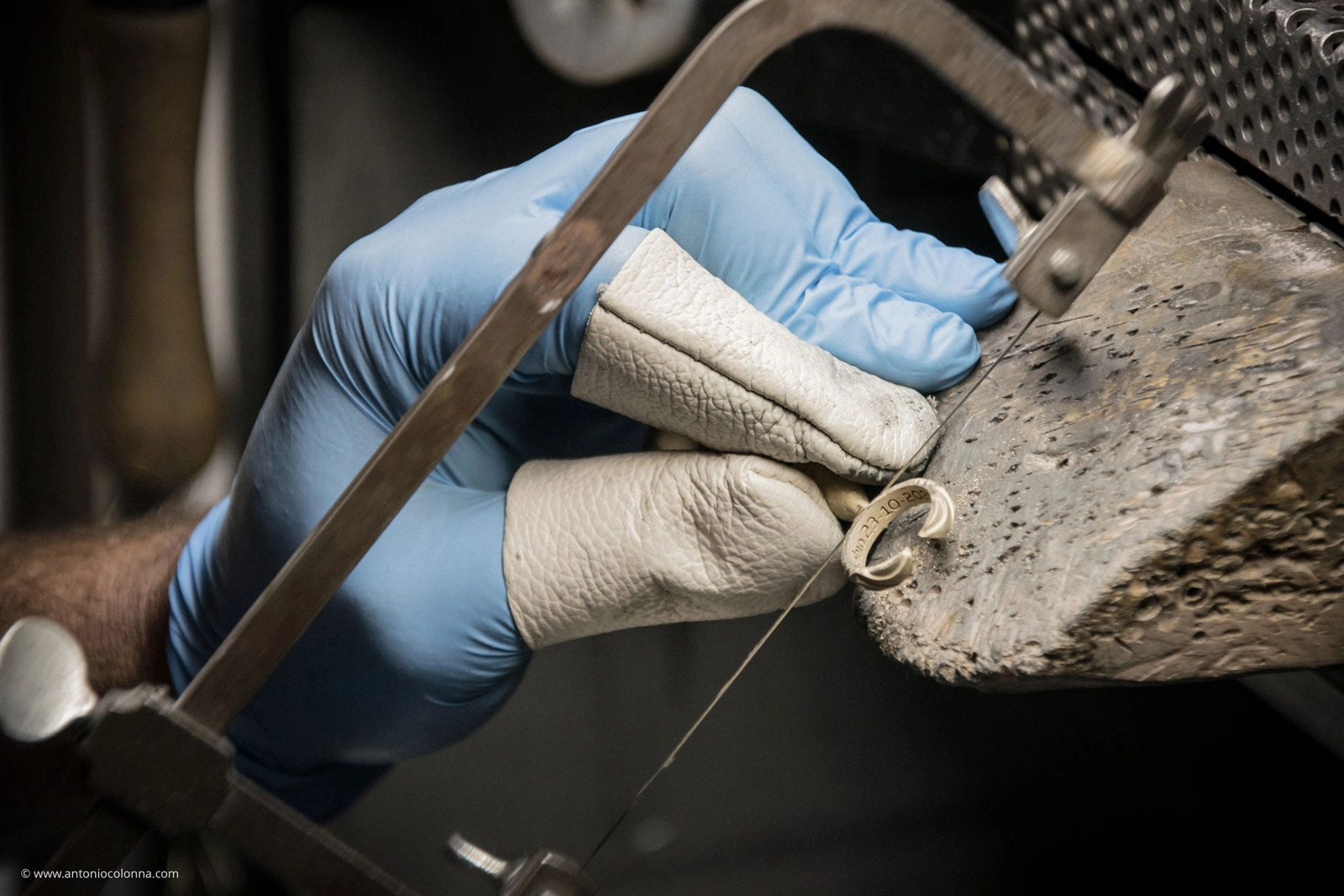 Cutting the casting tree during the creation of bespoke wedding rings