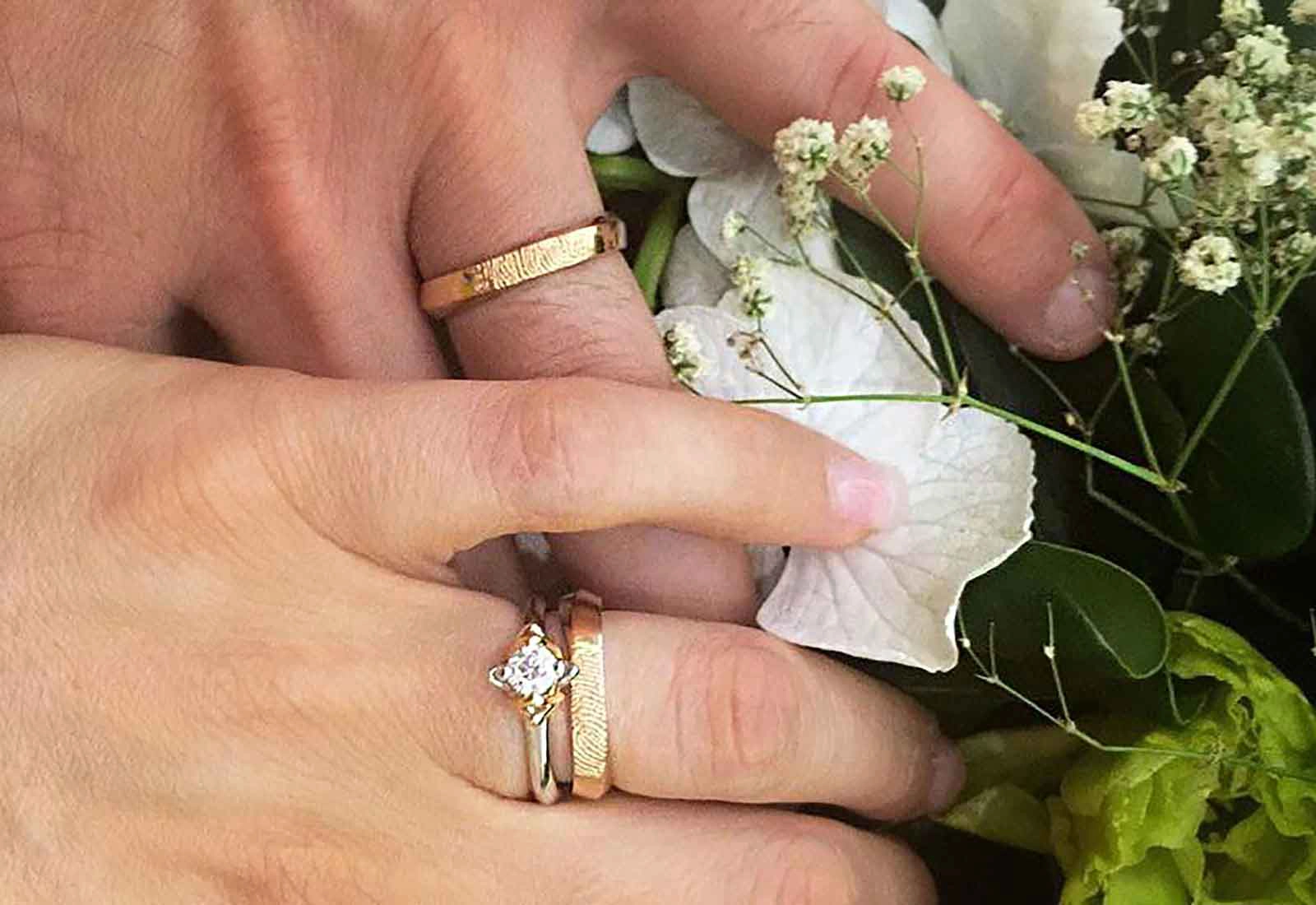 Wedding rings and custom ring for Giuseppe and Veronica's story