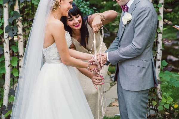 Ribbon-cutting ceremony for a symbolic wedding