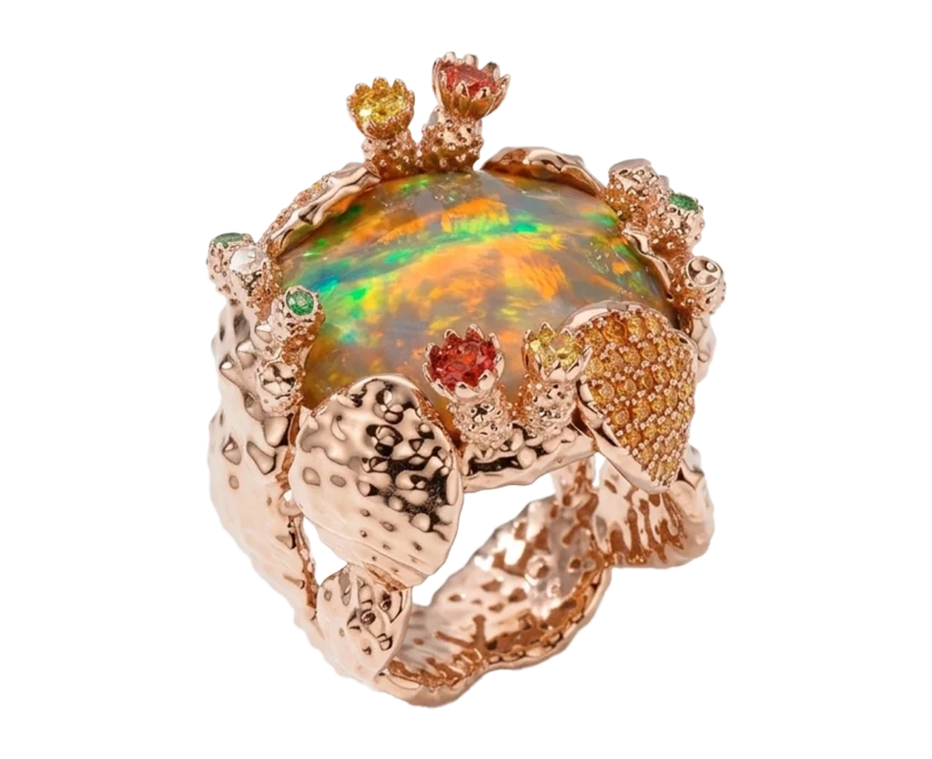 Anello Opalnopal Big con opale e montatura artigianale