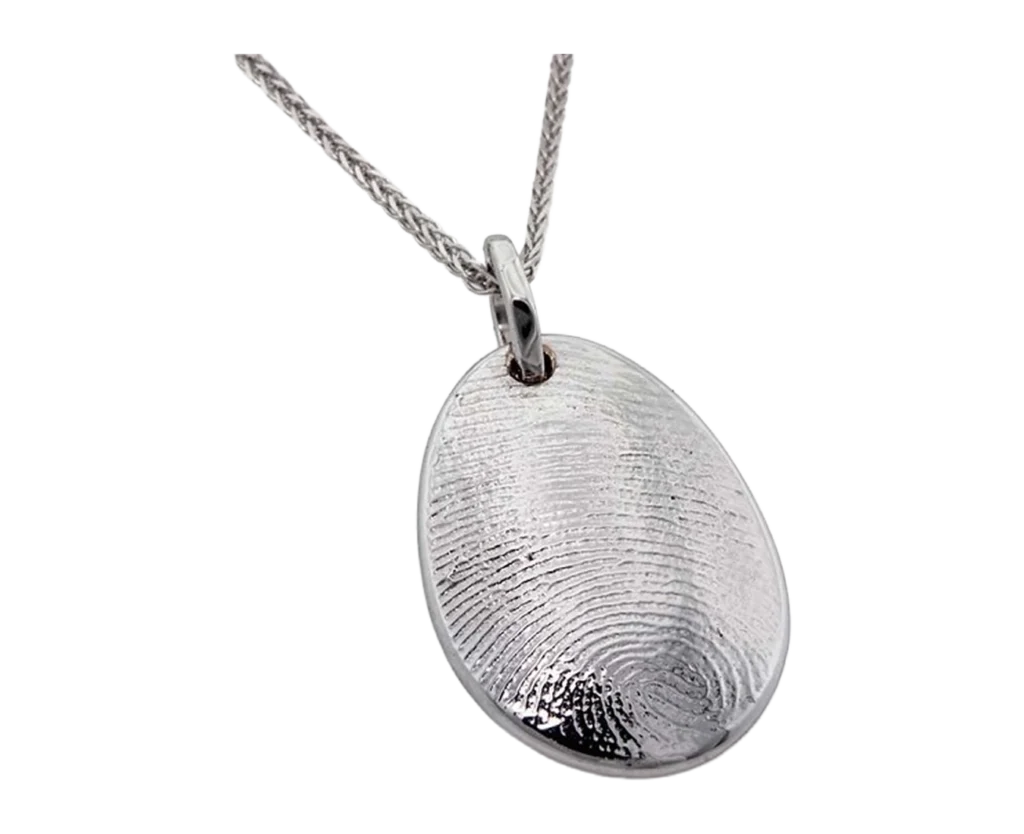 Bespoke handcrafted precious metal engraved custom fingerprint pendant by Antonio Colonna
