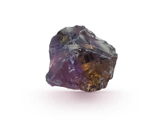 Cristallo grezzo di ametrina con zonature viola e dorate