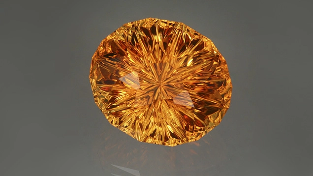 Citrino rotondo arancio con taglio radiale