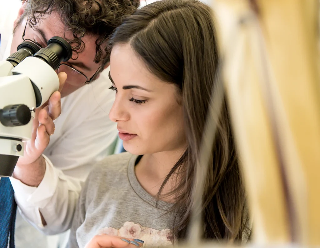 Client during an in-person gemmological appraisal at Antonio Colonna's laboratory