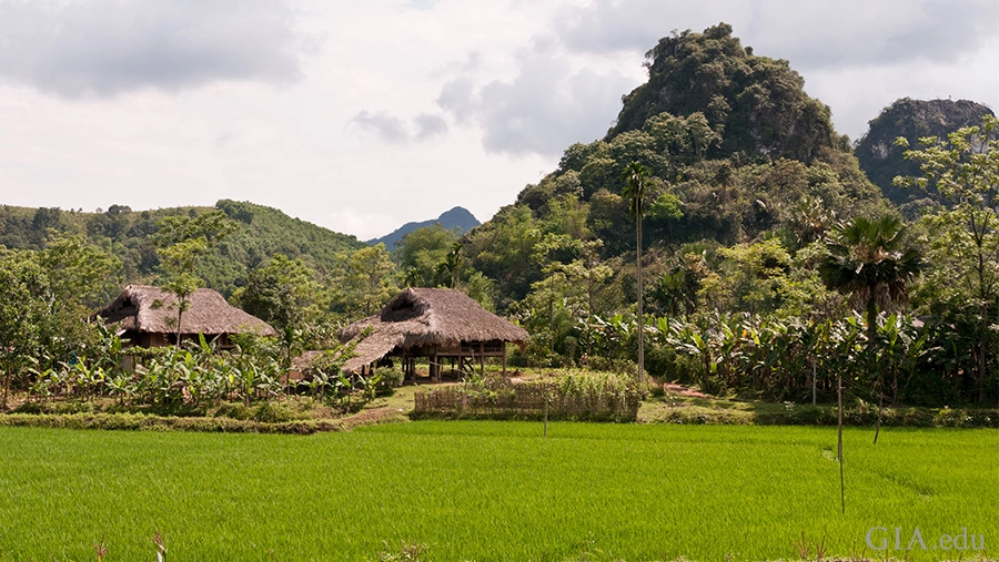 Green rural landscape in a region associated with ruby deposits