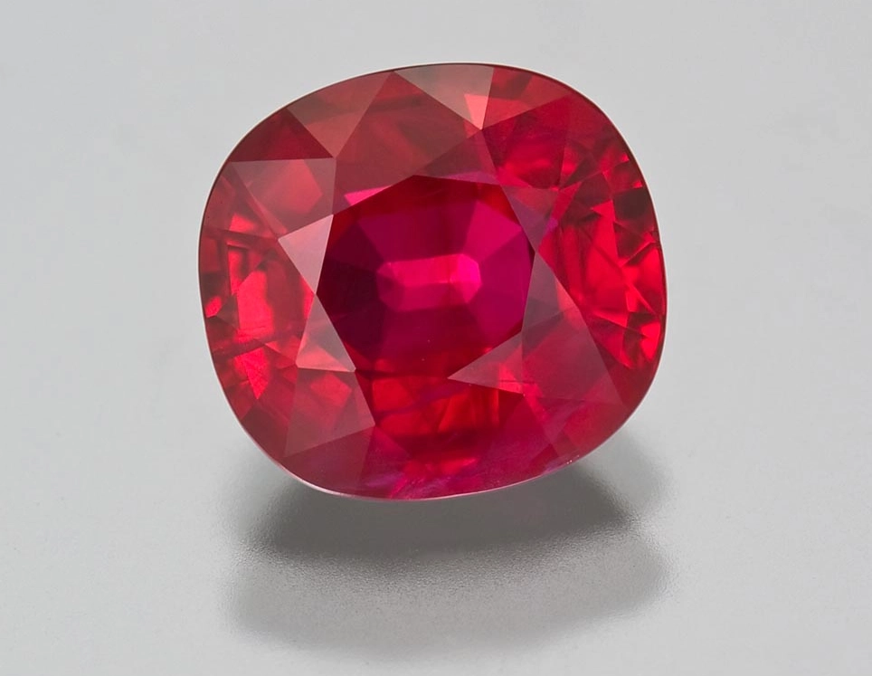 Bright cushion-cut ruby