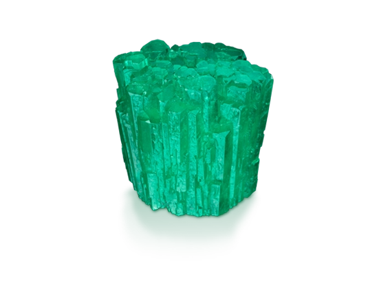 Cristallo grezzo di smeraldo verde con forma colonnare