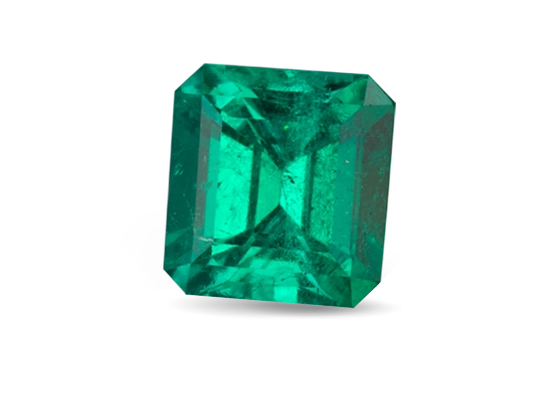 Smeraldo verde taglio rettangolare su sfondo neutro